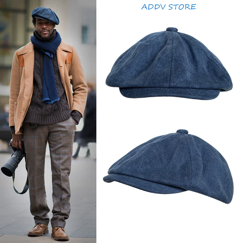 

Men's British Octagonal Hat Cotton Linen Locomotive Literary Retro Four Seasons Peaked Hat Gentleman Newsboy Hat