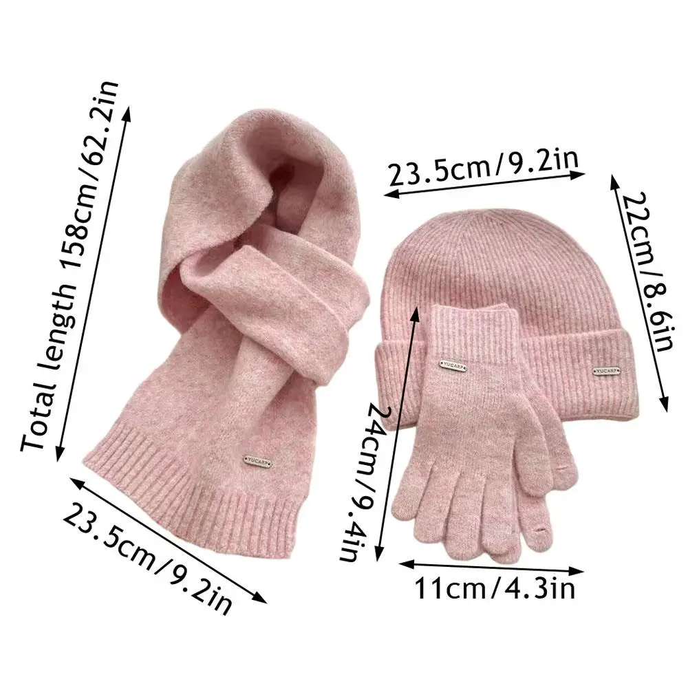 محبوك قبعة وشاح قفازات ثلاث قطع مجموعة الشتاء الصوف رشاقته الدافئة قبعات حريمي في الهواء الطلق يندبروف الأوشحة غير رسمية قبعة القفازات هدية