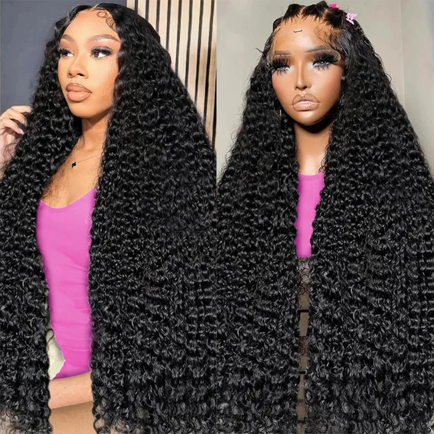 

Rosabeauty Deep Wave 13x4 Парик фронтальной части шнурка 30 40 дюймов 13x6 Парик фронта шнурка 200 Плотность 13x7 Вьющиеся парики Бразильские человеческие волосы