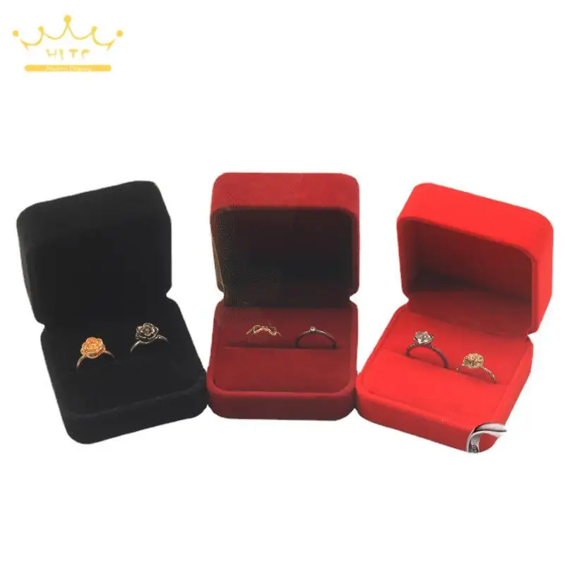 Wedding Jewelry Box Valentine's Day Velvet Double Rings Packaging Box Storage Organizer Jewelry Gift Box 7*7Cm Earring Holder