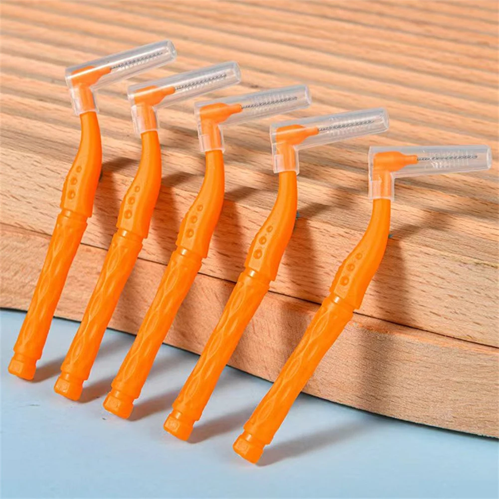 

20pcs L-shaped Interdental Brushes Curved Handle Pro Tooth Stain Remover Multifunctional Tooth Cleaning Tool for Oral Care