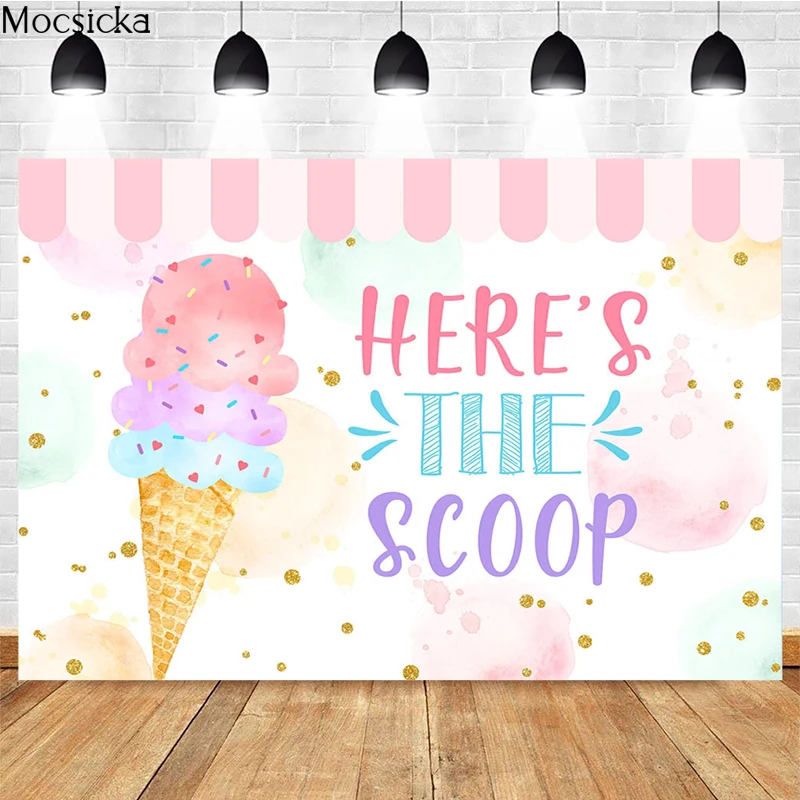 Ice Cream Store Background Cone Candy Decoration Girl Cake Smash Photo Background Wallpaper Studio Photography Props Banner