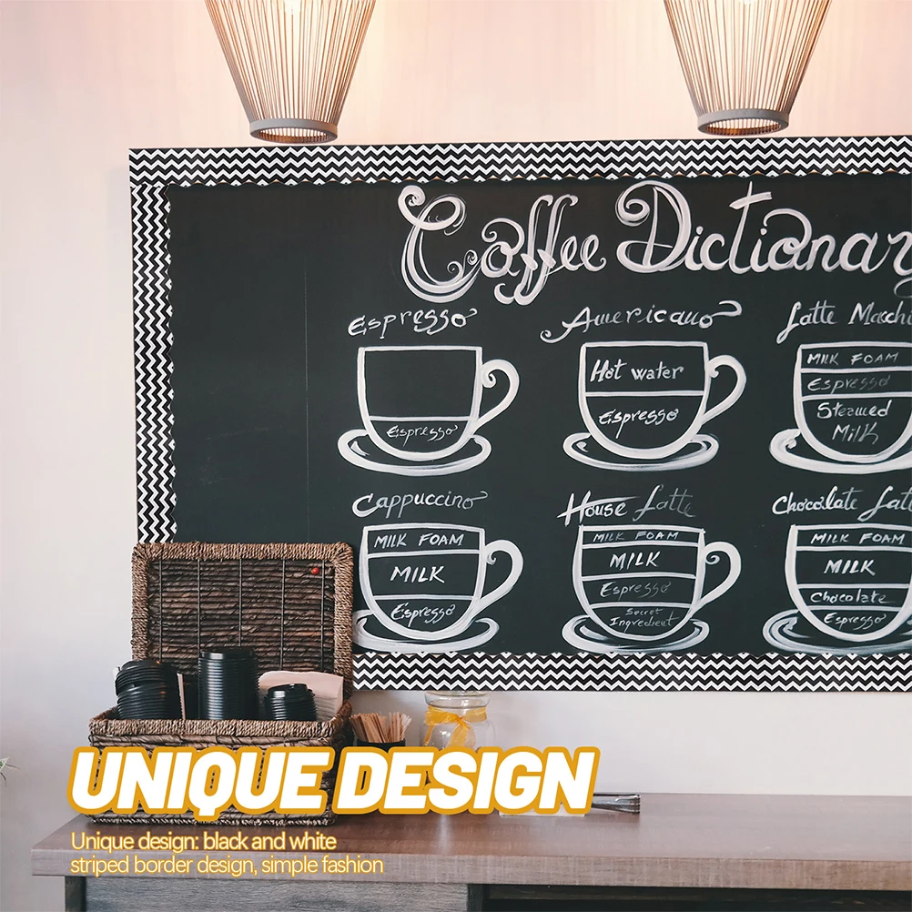 

2 Rolls Black White Border Sticker Bulletin Board Blackboard Border Paper Classroom Office Decorative Trim Borders Sticker