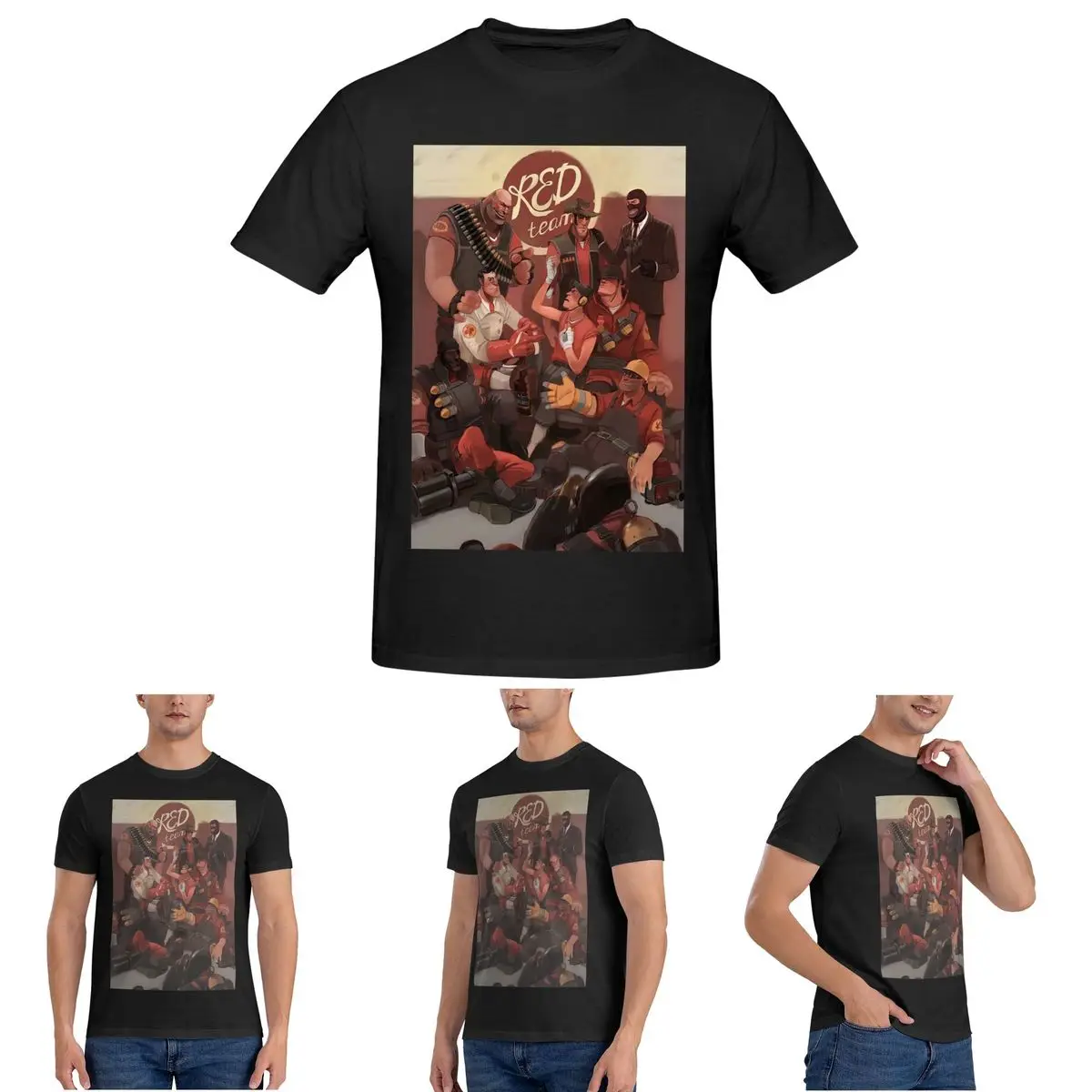 

Красная футболка Team Fortress 2 Team Artwork для мужчин, хлопковые футболки большого размера, мужские летние топы с короткими рукавами и круглым вырезом, S-6XL