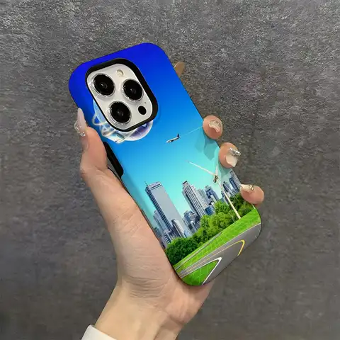 Frutiger Aero Phone Case Hard PC For IPhone 16 Pro Max 16 15 14 Plus 13 12 11 Two-in-one Glossy HD Cover