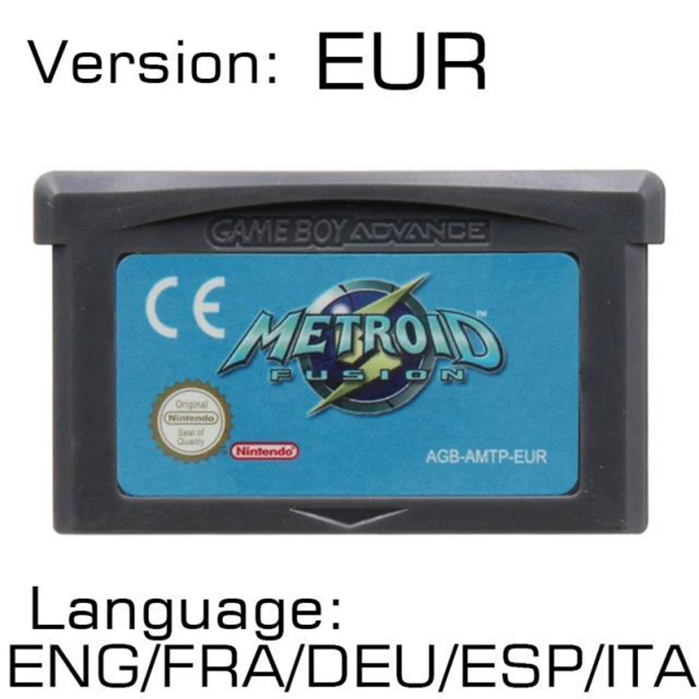 GBA Metroid Series Game Cartridge 32-Bit Video Game Console Card Fusion Zero Mission USA EUR Version for GBA NDS