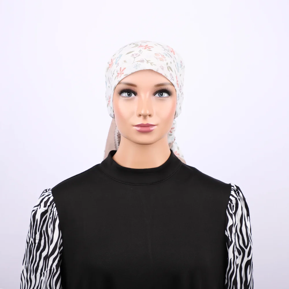 RIMAIRE Fashionable Printed Headscarf for Women 110*110cm Square Scarf Breathable and Smooth Hijab Voile Hijabs for Hot Weather