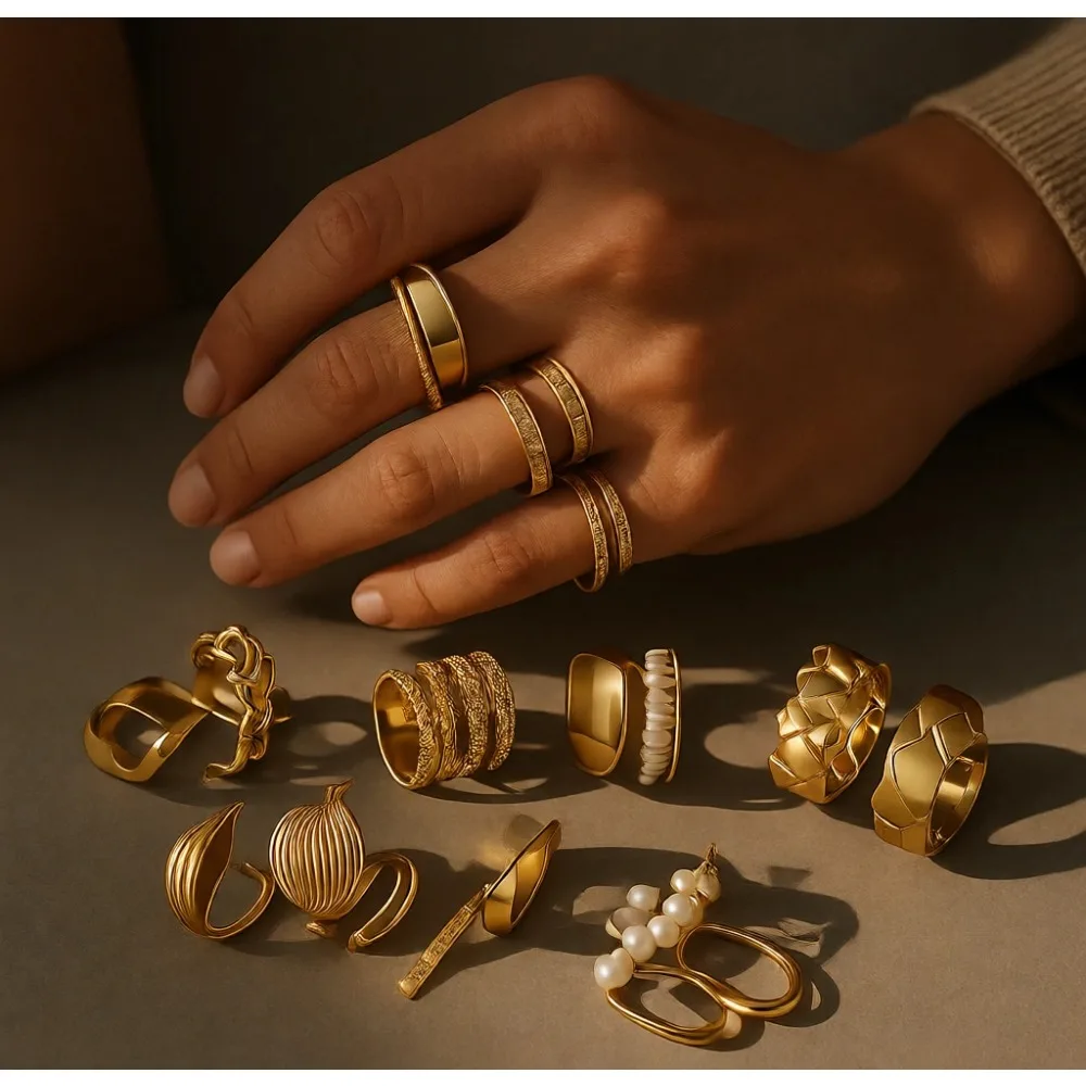 

Набор из 42 пар золотых сережек-колец для женщин: модные массивные жемчужные серьги, набор из нескольких пар, витые, эффектные, гипоаллергенные, маленькие и большие кольца