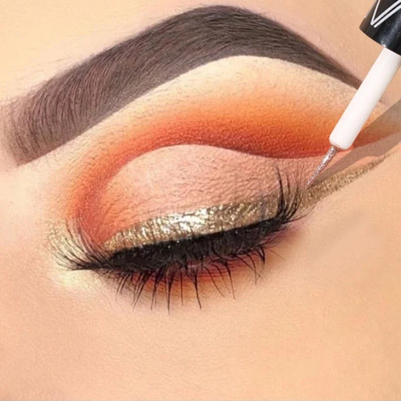 Delineadores de ojos brillantes, sombra de ojos impermeable, Color plateado, rosa y dorado, lentejuelas brillantes, delineador de ojos, maquillaje,