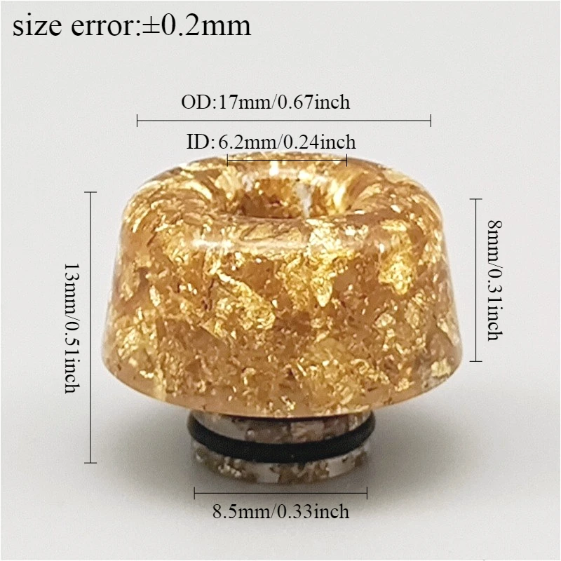 1 قطعة 510 فطر مرقط ذهبي على شكل فوهة بالتنقيط المخروطية وصلة قش الراتنج #3