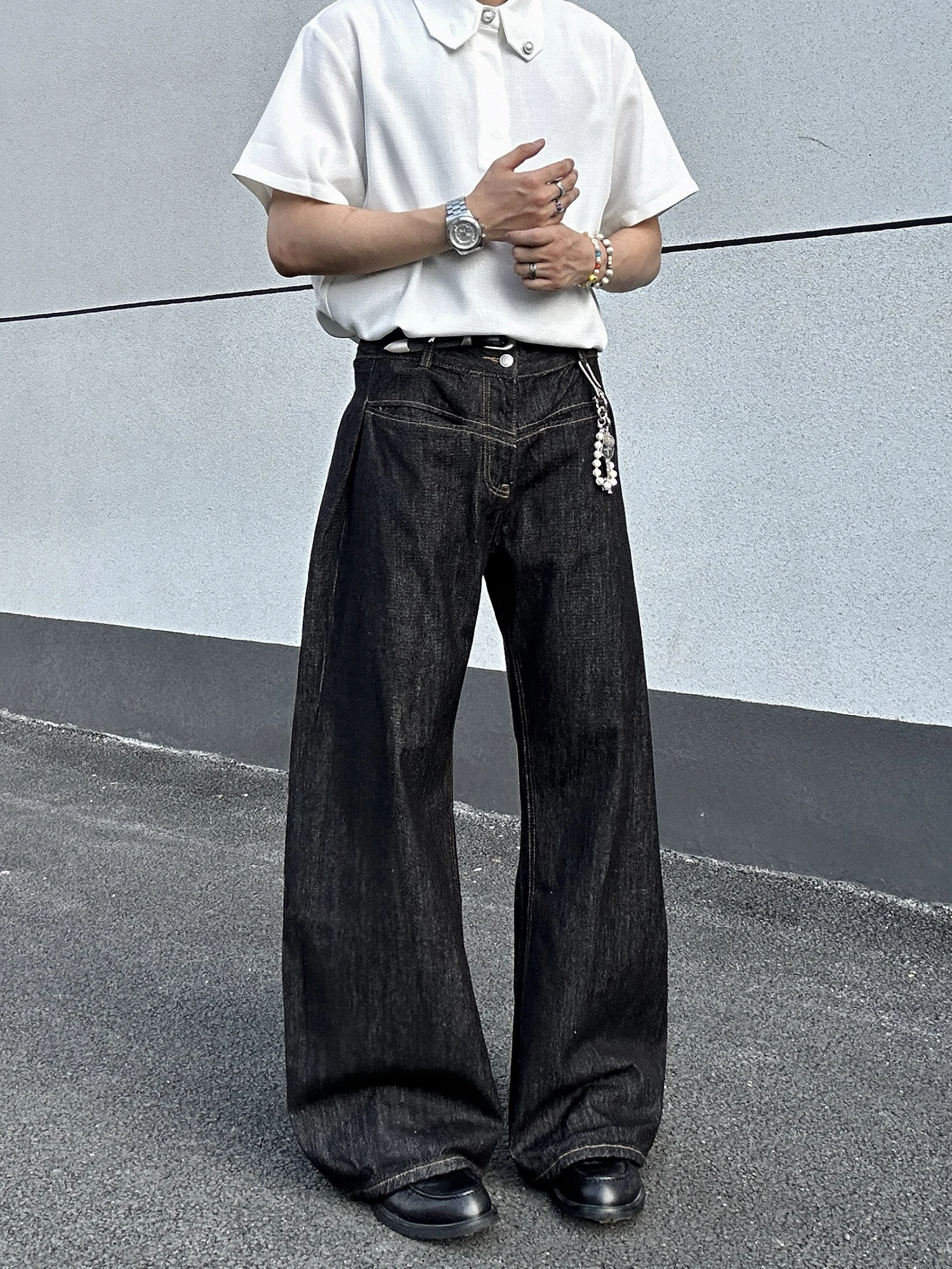 

Американские ретро-джинсы A-силуэта оригинального цвета, свободные широкие повседневные брюки для мужчин и женщин, модные прямые джинсы-трубы