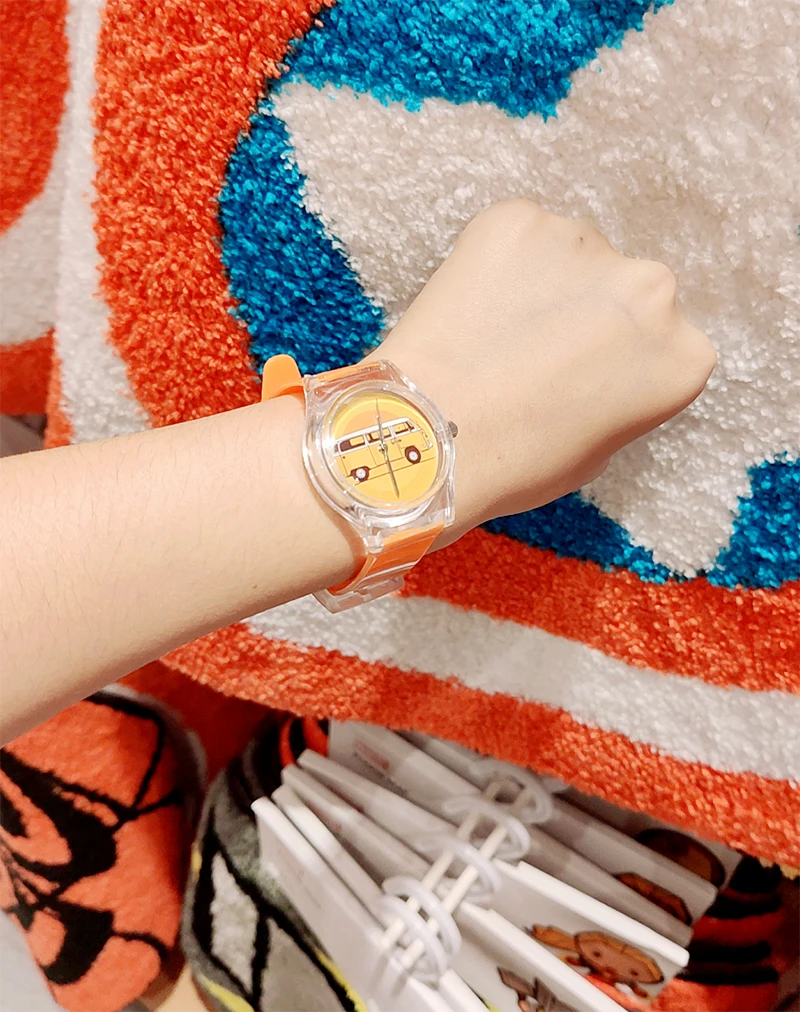 Unique Retro Car & Bus Pattern Plastic Watches for Women