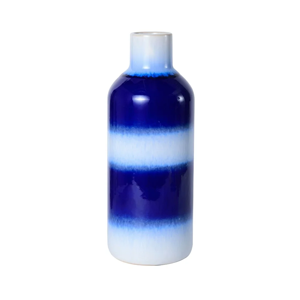 

13 Inch Stoneware Vase Artificial Flowers Decorative Home Accessory Unique Bottle Neck Design Wipe Clean Modern Decor