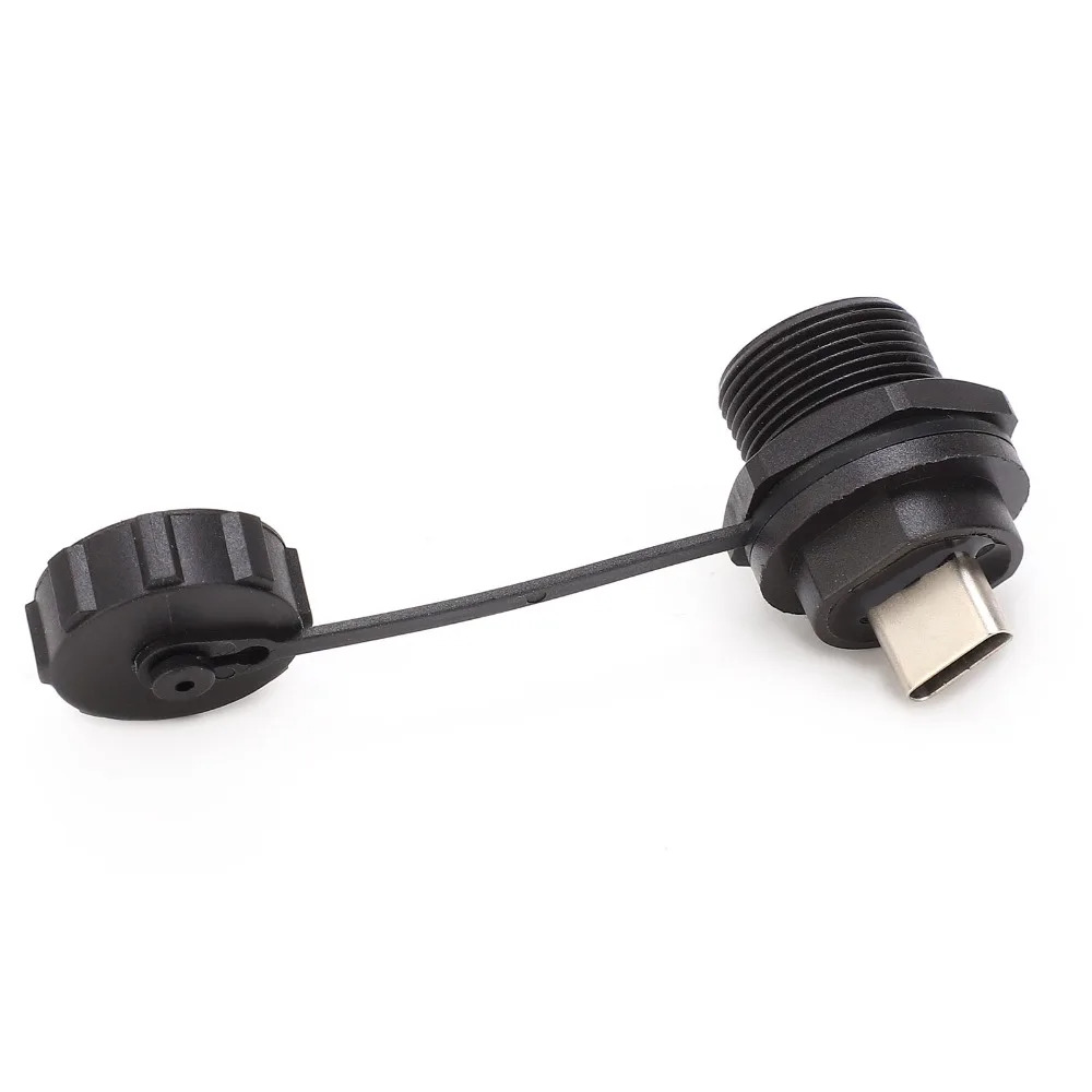 IP67 USB Panel Mount Connector with Dust Cover PA66 Plastic Type C Panel Durable High Working Frequency
