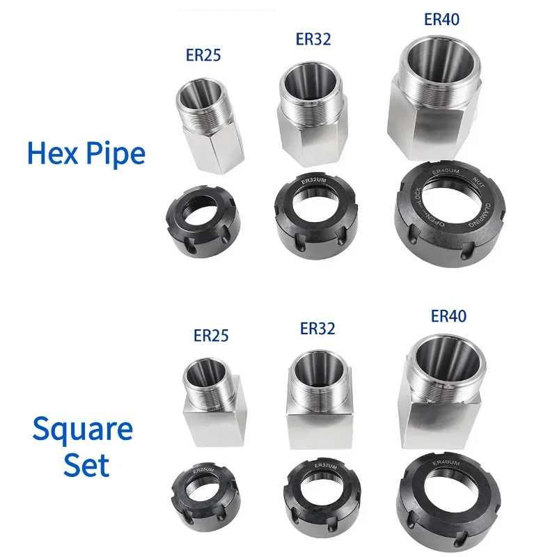 1Set ER Square Hex Collet Block ER25 ER32 ER40 Block Chuck Holder Workholding for CNC Lathe Engraving Machine