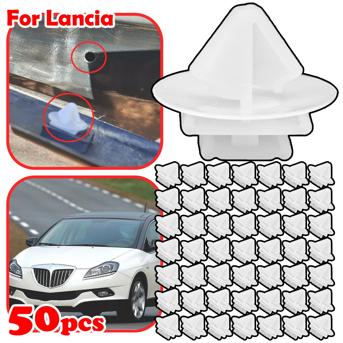

50pc Front Wheel Arch Flare Trim Moulding Bumpstrip Clips For Lancia Delta Ypsilon Trim Moulding Clips 71775718 Plastic Fastener