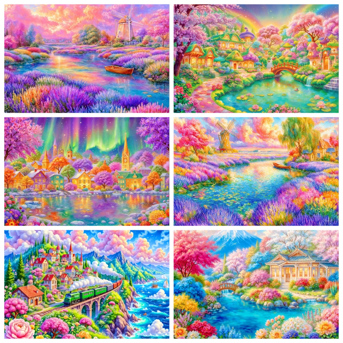 

500/1000/1200/2000PCS Puzzles for Adults,Romantic and Dreamy Rural Scenery Jigsaw Puzzles Educational Games Home Decor Gifts