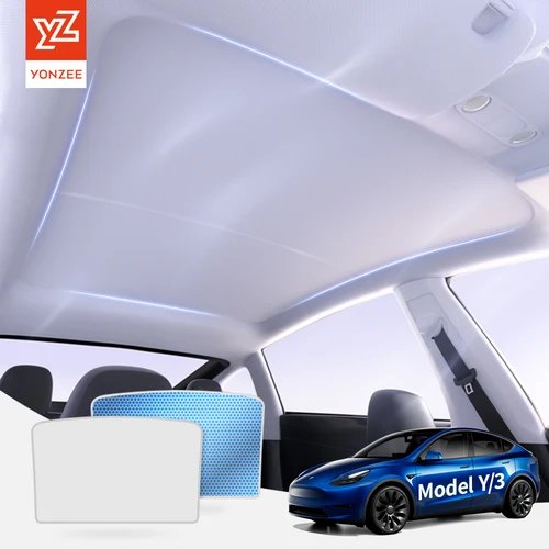 YZ para Tesla Model 3 Y Highland 2021-2025 clip de succión magnética parasoles techo de cristal parasol delantero trasero tragaluz para techo solar