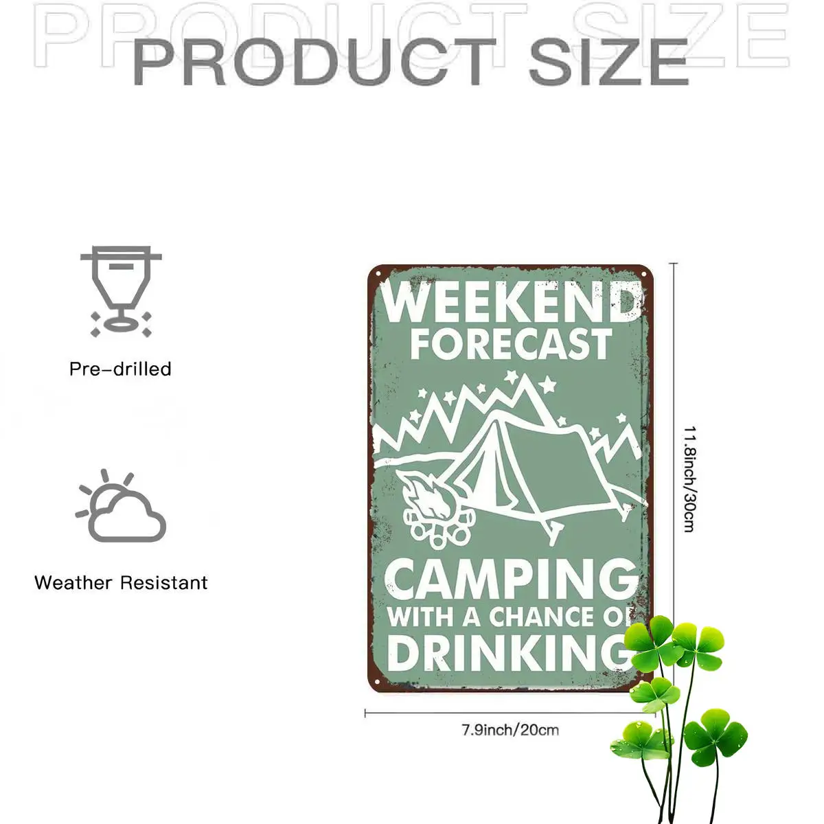2D Flat 1pc, Weekend Forecast: Camping with a Chance of Drinking – Rustic Metal Sign Art for Outdoor Enthusiasts