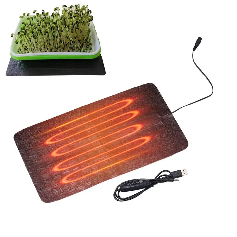 Plant Heat Mat PVC Leather Waterproof 8.5W Plant Heating Pad 45-50 USB Warm Hydroponics Heating Pad For Indoor Plants Reptiles 3