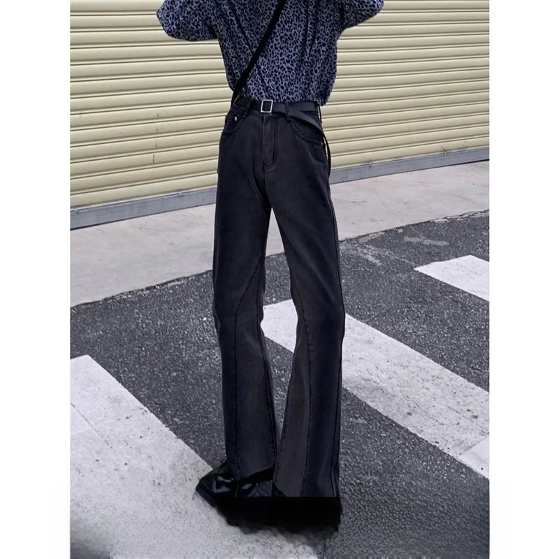 Vintage Gradual Color Men's Straight Leg Jeans High Waist Zipper Fly Casual Long Pants Korean Style Fashionable Bootcut Jeans