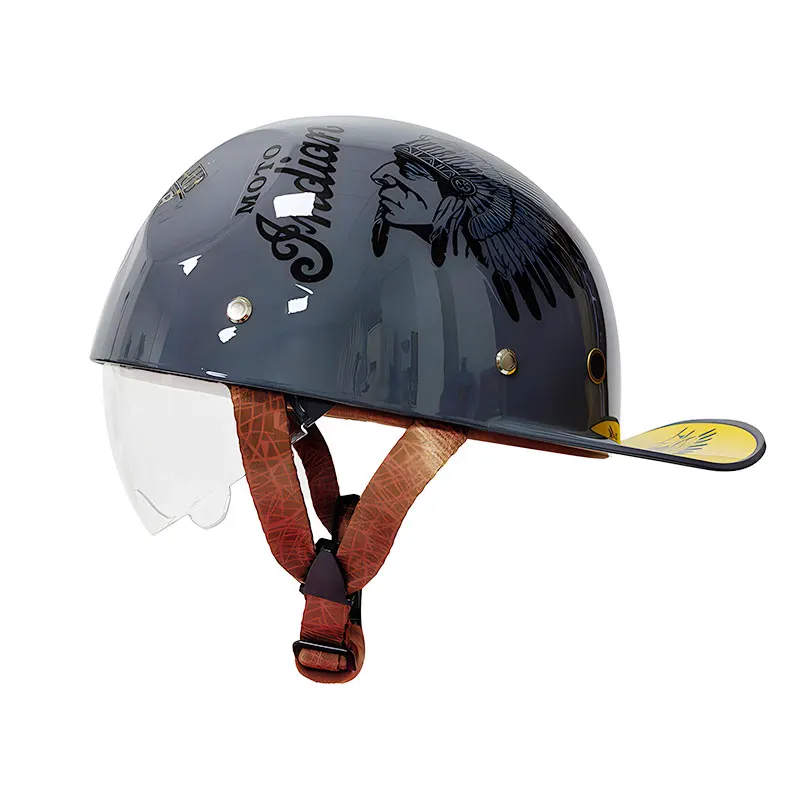

Classic retro motorcycle helmet for men and women in summer, lightweight cruise pedal with sunshade and half helmet.