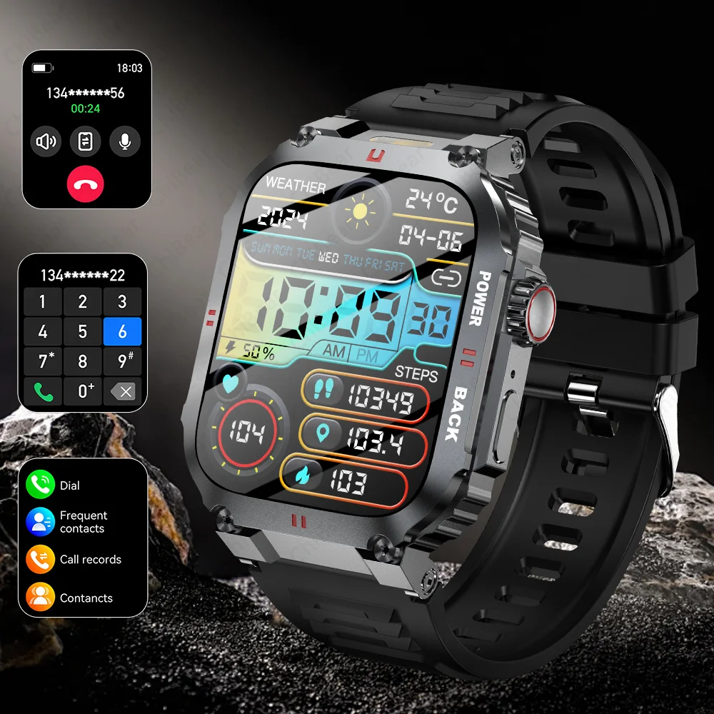 

2025 1.91'' Military Men's Smartwatch Fitness Clock Bluetooth Call Smart Watch Waterproof Sports Wrist Watches For Android IOS