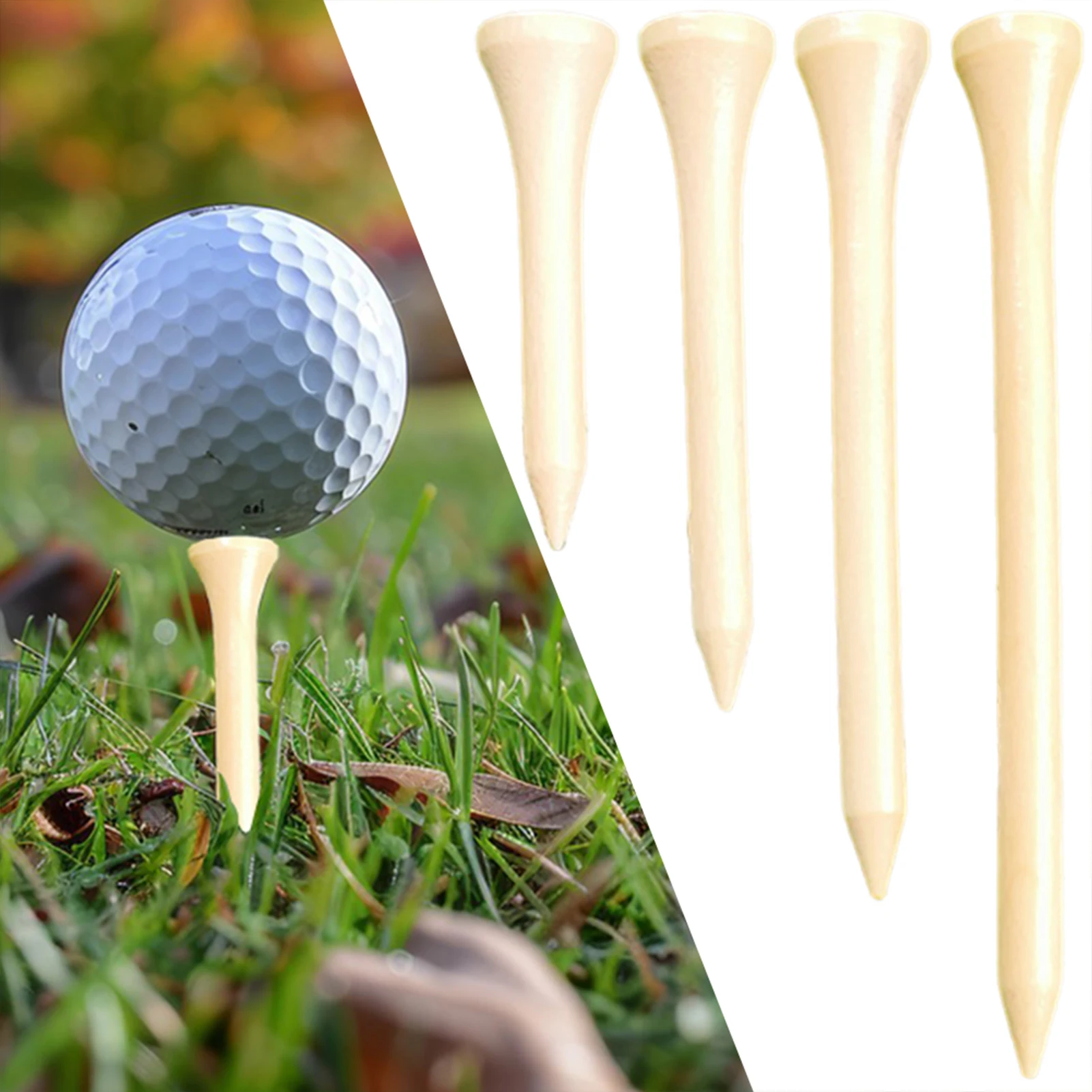 

100pcs Natural Wooden Golfs Tees Reduce Friction Professional Golfs Tee Golfs Equipment for Outdoor 42mm/54mm/70mm/83mm