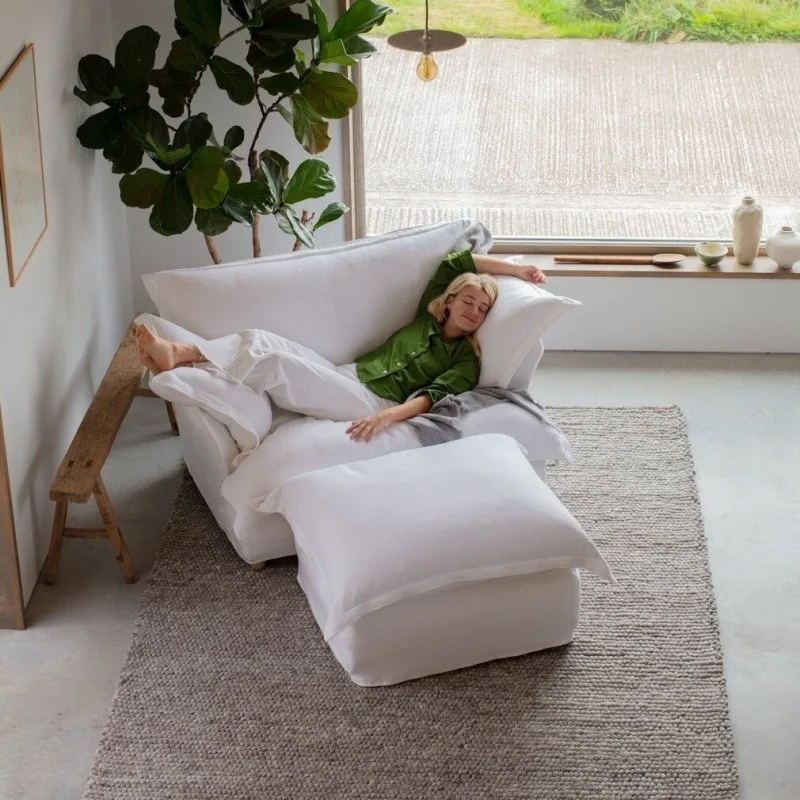 Sofa super soft living room single sofa small apartment simple wind bed and breakfast apartment, lazy fabric sofa
