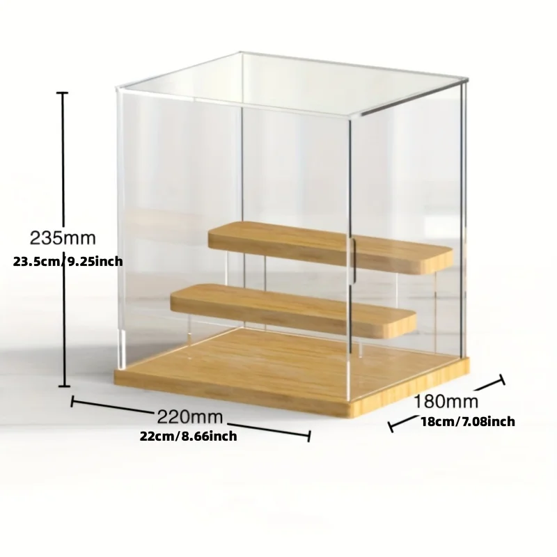 Transparent Acrylic Display Box, Wooden Shelves Storage Box,Suitable for Protection and Display of Small Collections of Toy Car