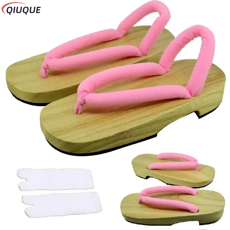 Kamado Nezuko Cosplay sabots Kimono tongs Geta rose pantoufles chaussures Anime Cosplay accessoires