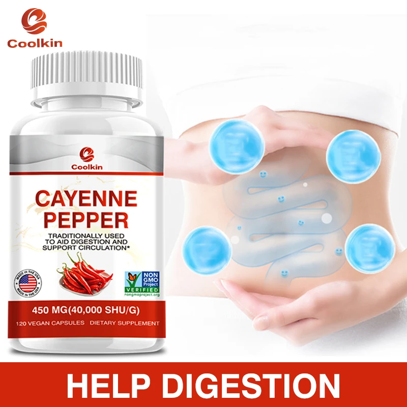 

Капсулы перца Cayenne — улучшают пищеварение и кровообращение, поддержку сердечно-сосудистой системы, способствуют впитывание желудочно-кишечного нерва.