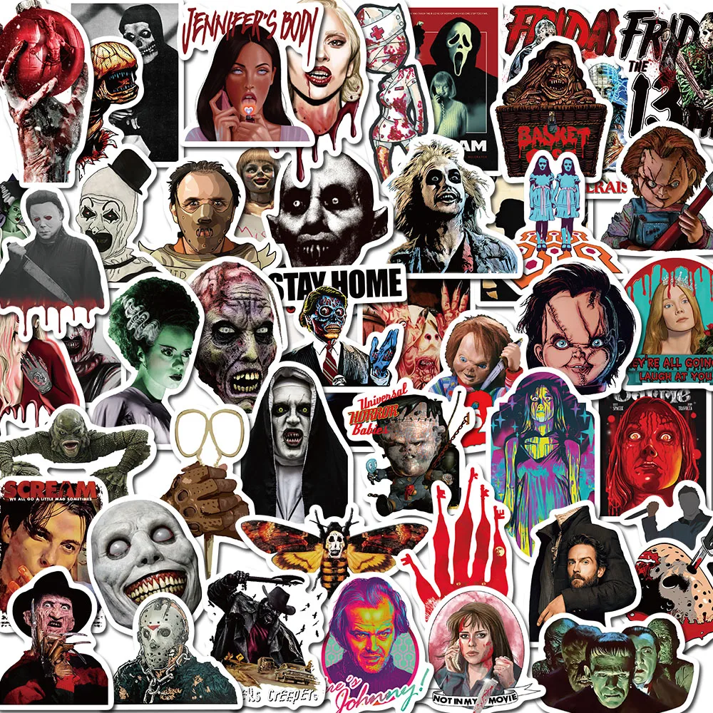 

10/50/100PCS Classic Horror Movie Stickers Pack DIY Skateboard Motorcycle Suitcase Stationery Decals Decor Phone Laptop