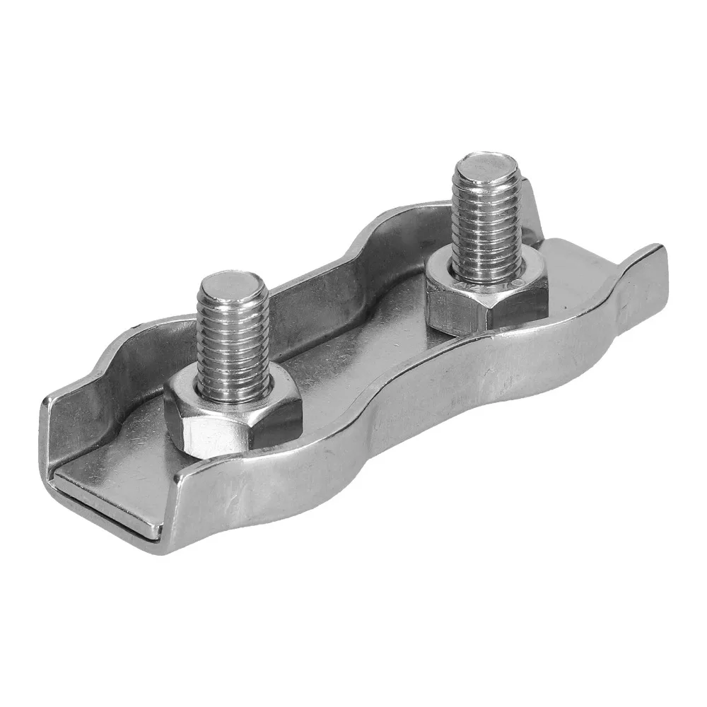 10Pcs Stainless Steel Wire Rope Clips 2-Post Design M6 Size Duplex Locking Device Double Bolt Simple Grip Caliper