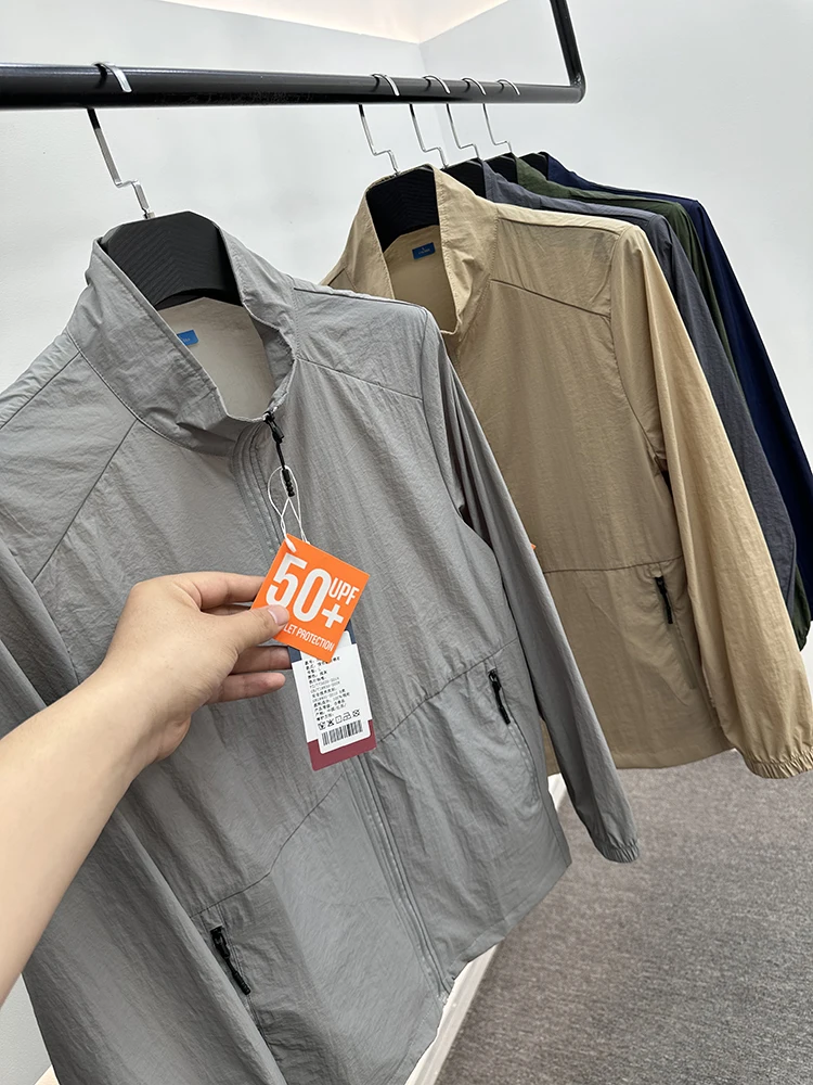 

Легкая дышащая летняя мужская уличная одежда с воротником-стойкой, солнцезащитная одежда, модная застежка-молния Long Sve