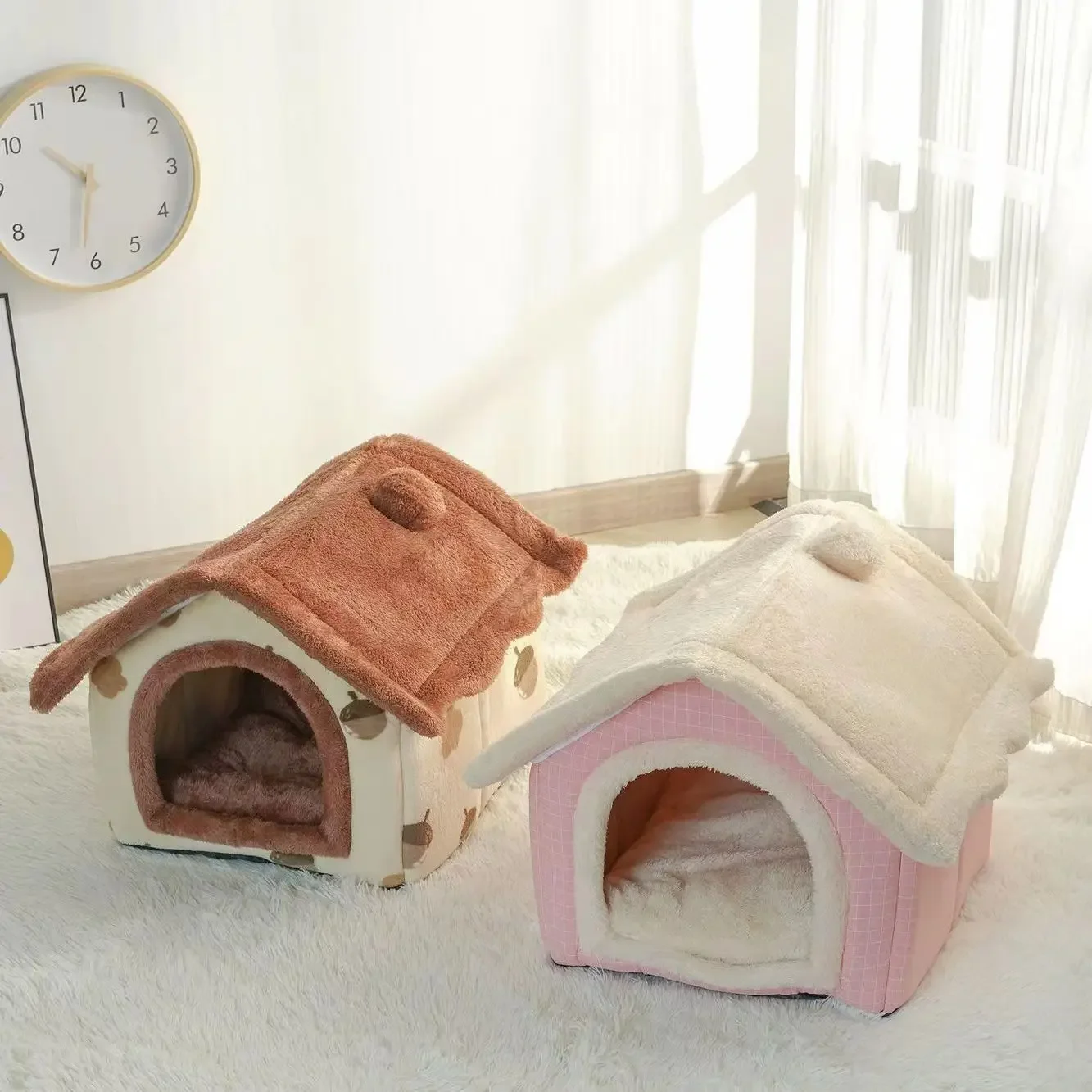 Soft Cat Bed Deep Sleep House Dog Cat Winter House cuscino rimovibile tenda per animali domestici chiusa per gattini Puppy Cama Cat Supplies