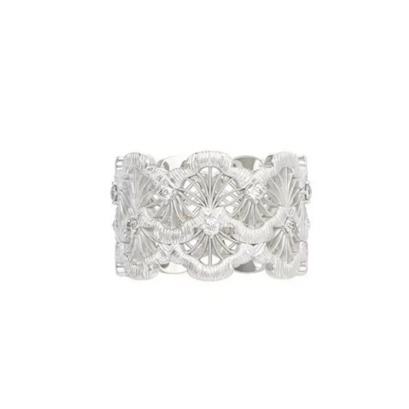 Girlbible 925 Sterling Silver Hollow Out Double Layers Gorgeous Aesthetic Zircon Lace Ring For Women Jewelry Gift Dropshipping