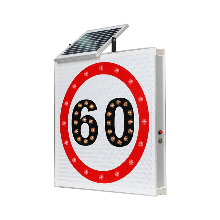 Solar Powered LED Traffic Sign With Aluminum & Reflective Film 48 LED Lights For International Speed Limit Road Safety