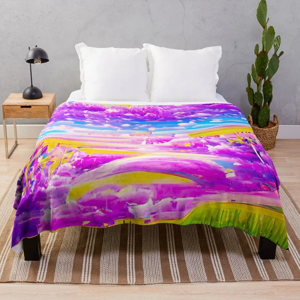 Purple Lavender Flowers Flannel Throw Blanket for Kids Teens Adults Bed Sofa Couch Travel Decor Lightweight Warm Super Soft