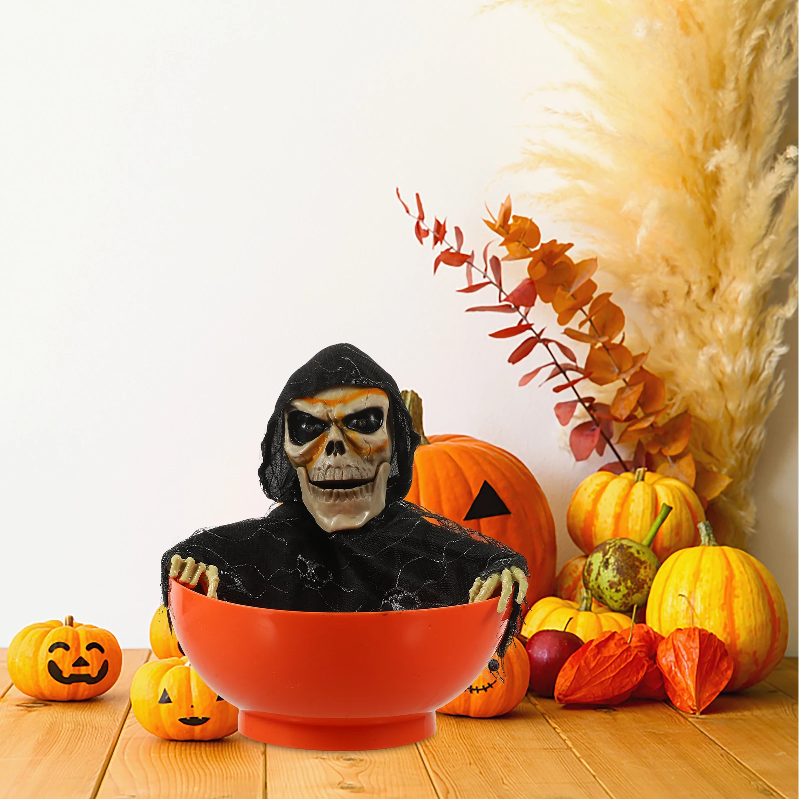 

Electric Pumpkin Candy Dish Halloween Decor Snack Serving Bowl Motion Activated Light Up Party Trick Or Treat