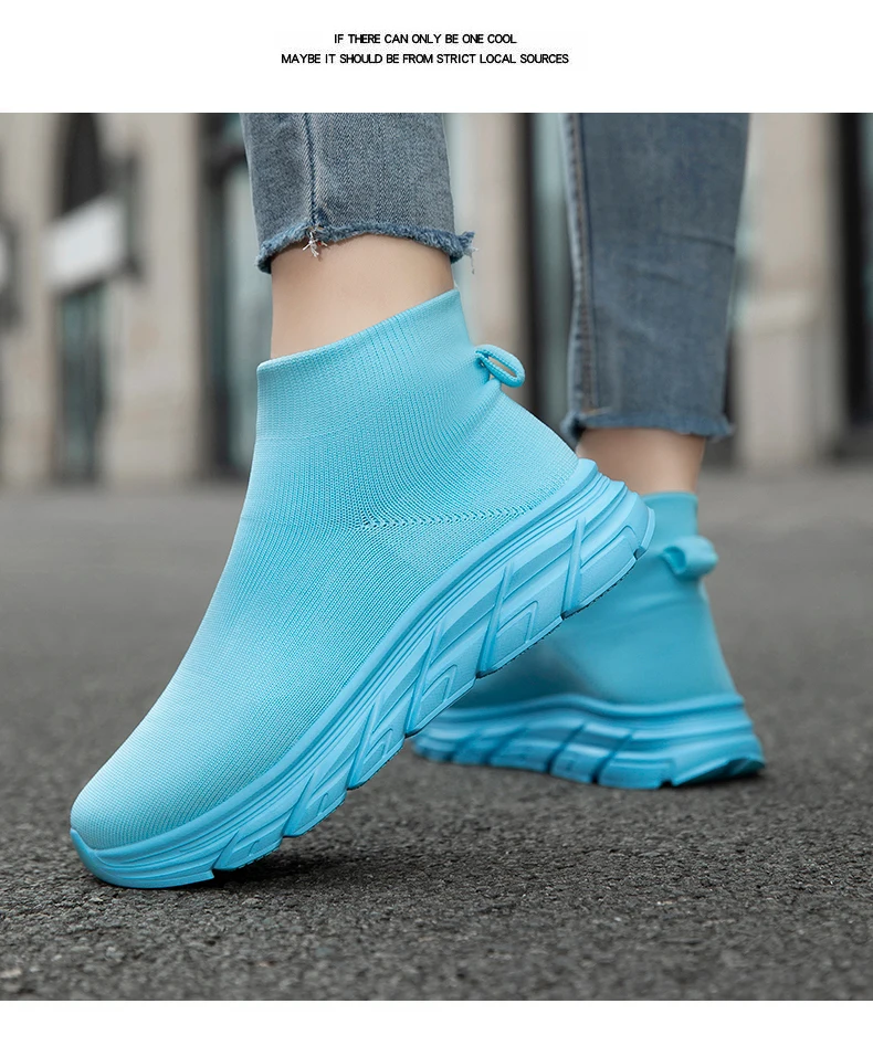 Unisex High-Top Laufschuhe für Männer und Frauen, Bequeme Atmungsaktive Strick-Sneaker, Rutschfeste Outdoor-Schuhe für Damen und Herren – Detail 22