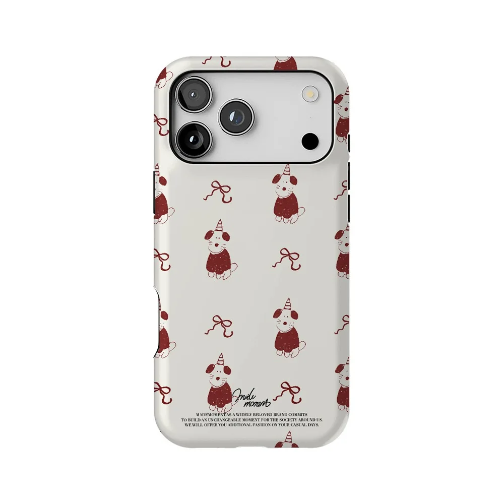 

Dog Wearing A Red Hat and Bow Case for IPHONE 17Air 16ProMax 15 14 13 12 11PRO Plus Acrylic TPU Two in One Magnetic Phone Cases