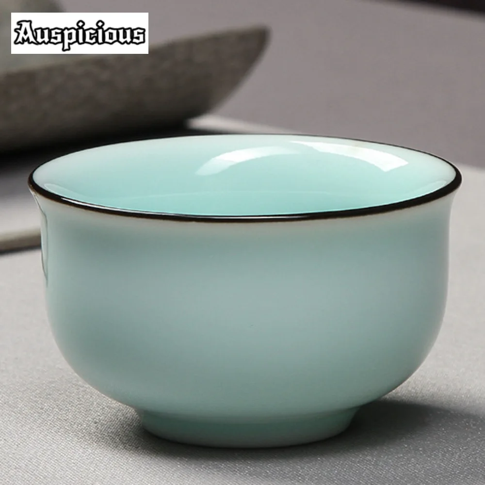 50ml Longquan Celadon Teacup Plum Green Ru Kiln Porcelain Cup Travel Portable Tea Bowl Handmade Tea Set Master Cup Drinkware
