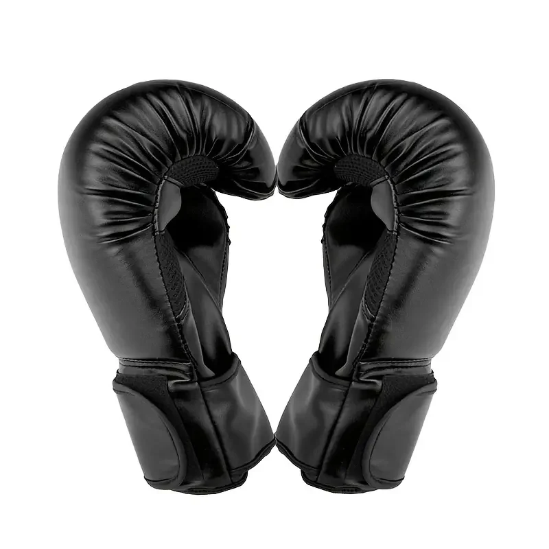 2pcs Adult Breathable Boxing Gloves With Foam Sponge For Outdoor Sports Sanda Taekwondo Training, 10oz Black