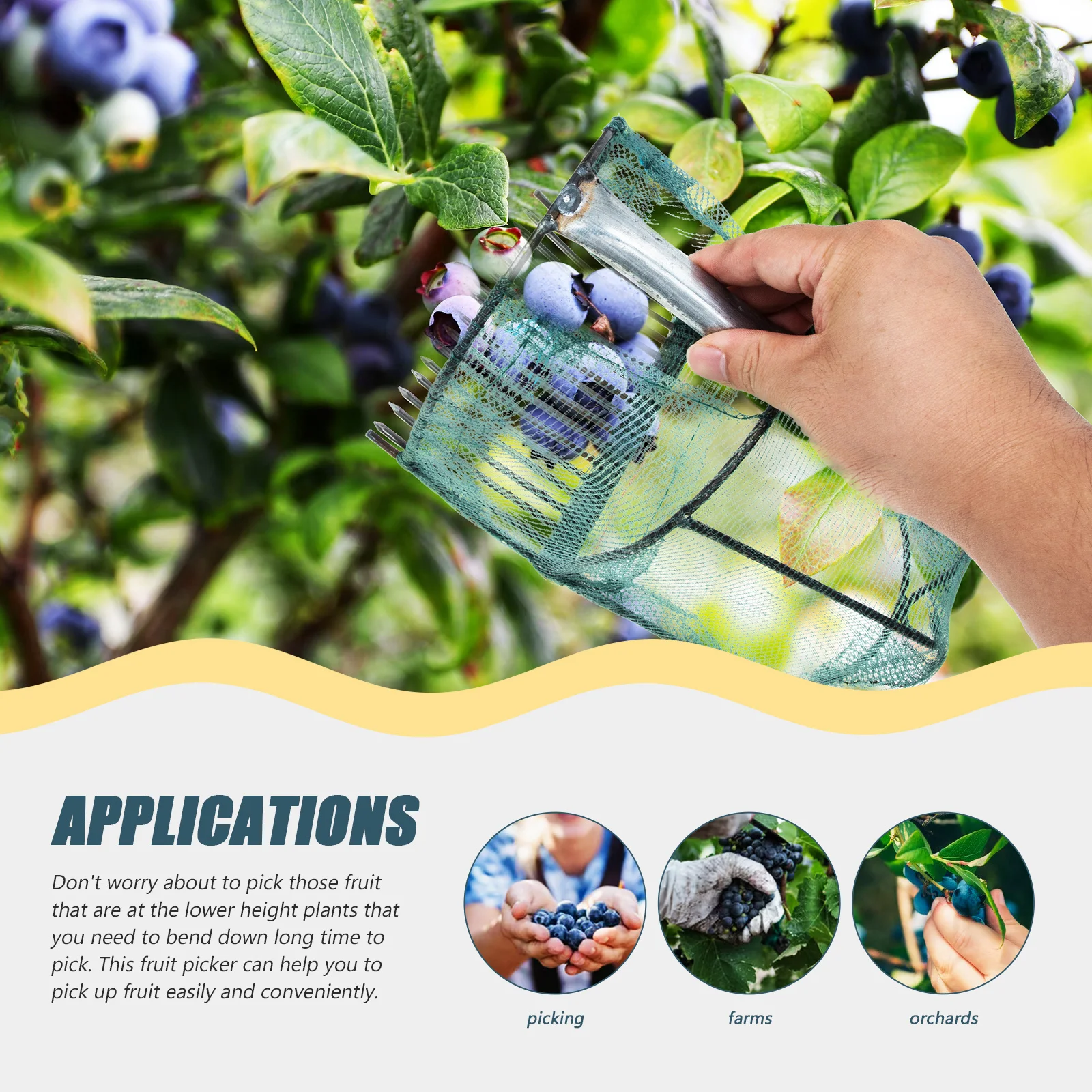 

Portable Blueberry Picker Small Convenient Fruit Harvester for Garden Orchard Berry Catcher Basket Blueberry Picker