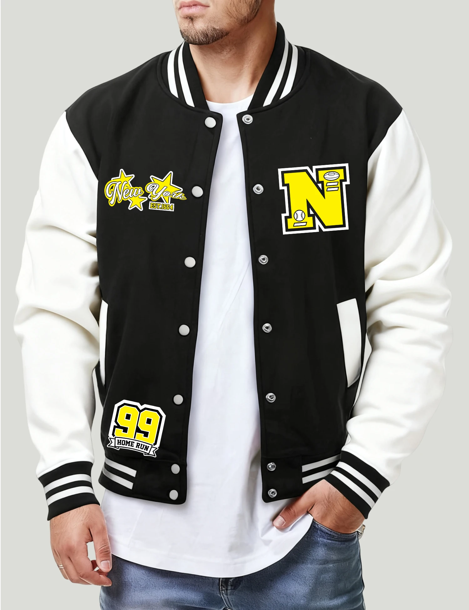 

Сияющая звезда Нью-Йоркский дизайн, мужская бейсбольная форма, пуловер в стиле хип-хоп, куртка для творчества, теплая уличная одежда, свободные мужские куртки