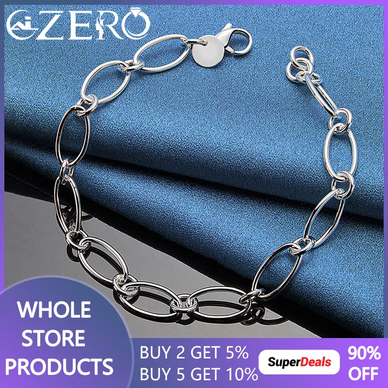 

ALIZERO 925 Sterling Silver Simple Circle Bracelet Chain For Women Men Fashion Wedding Engagement Party Jewelry Gifts