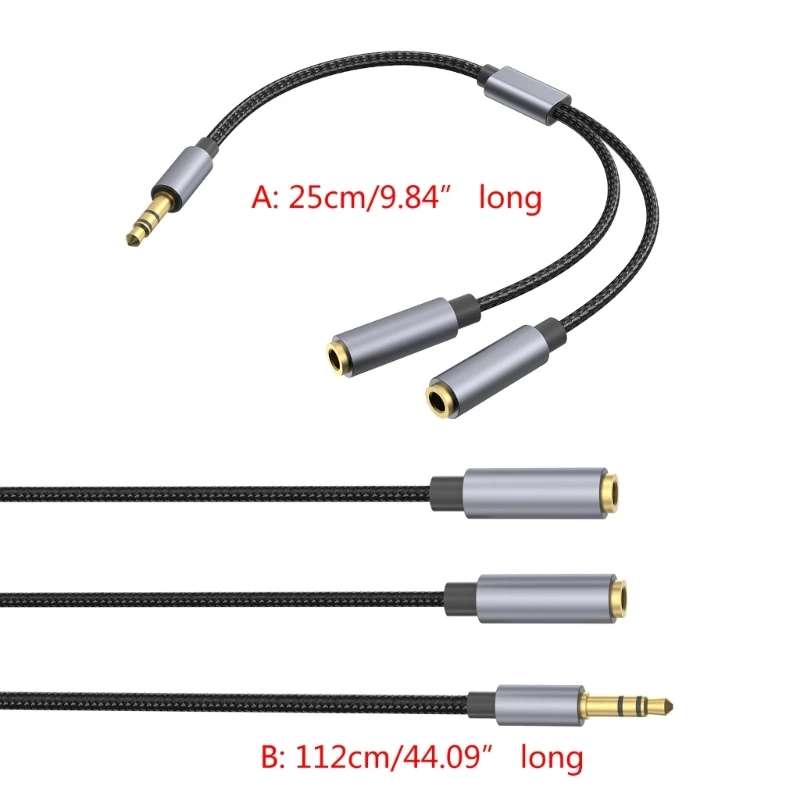 Aux 수-2x 암 익스텐션 코드 헤드폰 스플리터 케이블, 연결 및 청취, 25cm, 112cm, 3.5mm