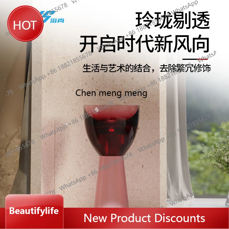 

zq10 Crystal column basin, transparent art bathroom, color floor type integrated hand wash basin