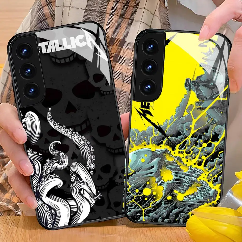 M-metallica-s Phone Case For Samsung Galaxy S24 S26 S25 S23 S22 S21 S20 FE Edge Plus Ultra Black Glass Cover